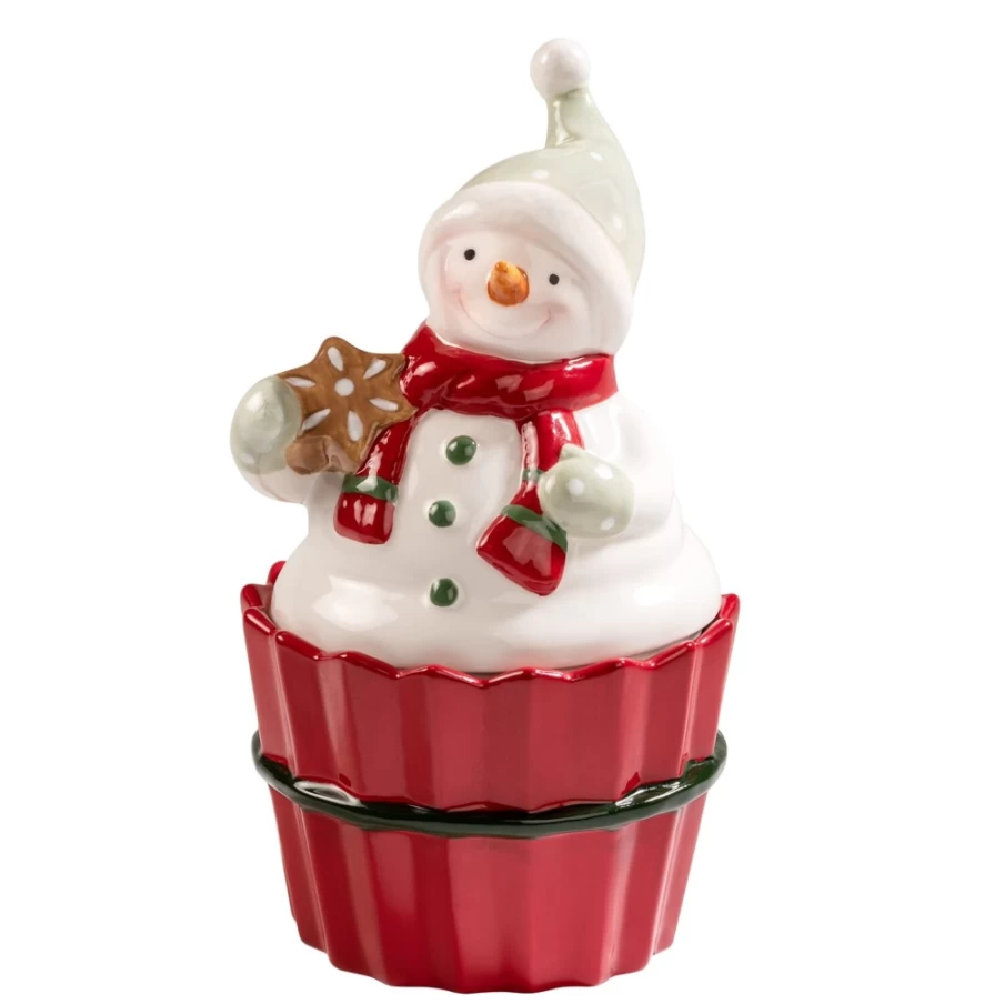 "Käthe Wohlfahrt Snowman-Themed Ceramic Cookie Jar - Festive Holiday Muffin & Treat Storage"