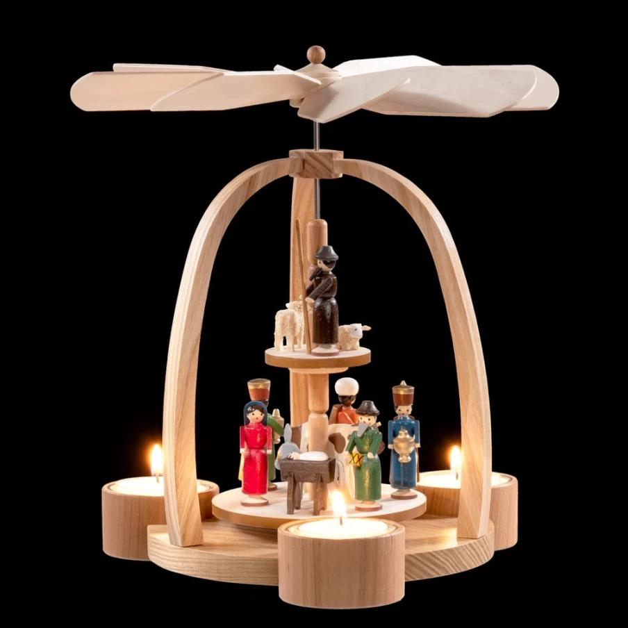 "Käthe Wohlfahrt Tealight Pyramid - Birth of Christ Nativity Scene Christmas Decoration"