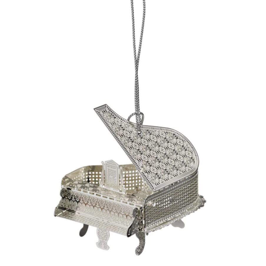 "Käthe Wohlfahrt Silver-Plated Piano Christmas Ornament – Elegant Musical Decor"