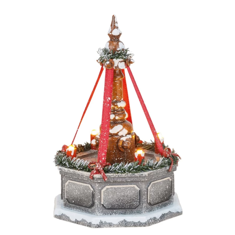 "Hubrig Volkskunst Winter Children's City Fountain with Electric Lighting – Decorative Outdoor Holiday Decor"