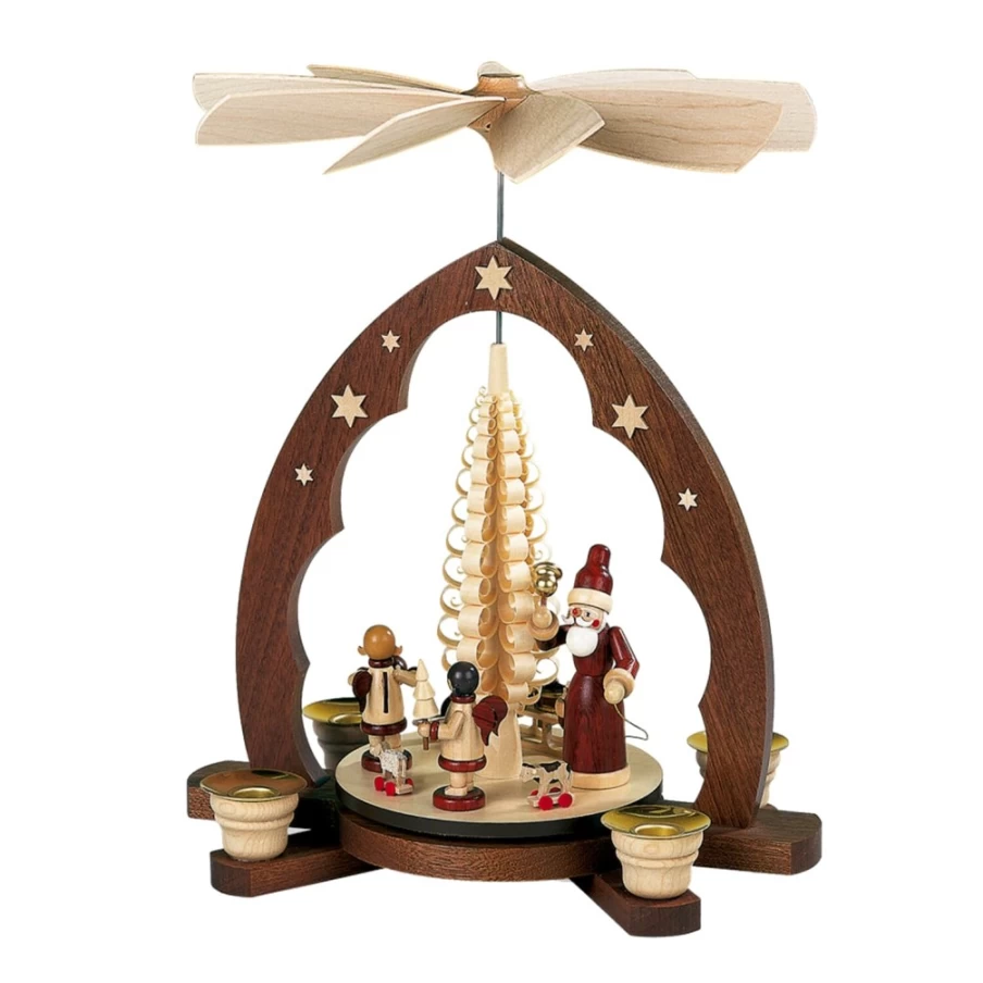 Müller Kleinkunst Pyramid "Christmas Morning" - Handmade German Christmas Decoration with Festive Design