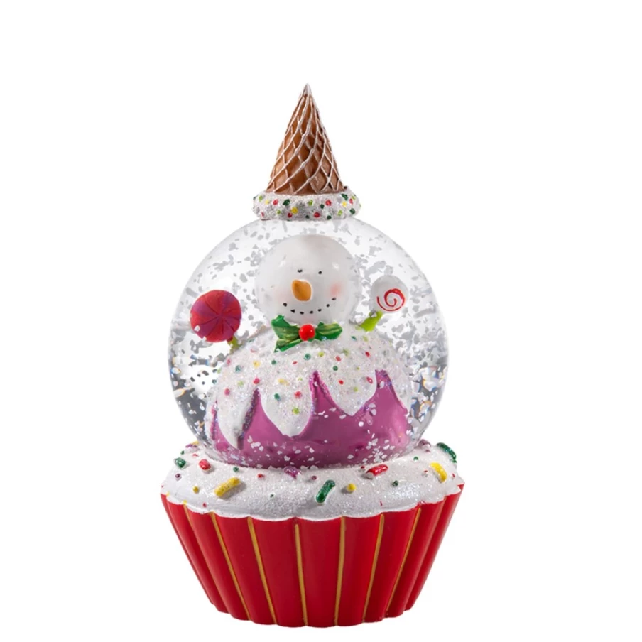 Käthe Wohlfahrt Snowman Muffin Christmas Snow Globe - Handcrafted Holiday Decoration
