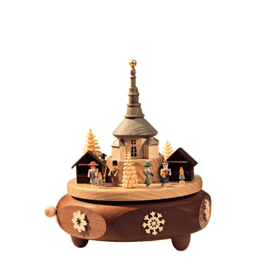 Richard Glässer Musical Christmas Market Music Box - Handcrafted Seiffen Holiday Collectible