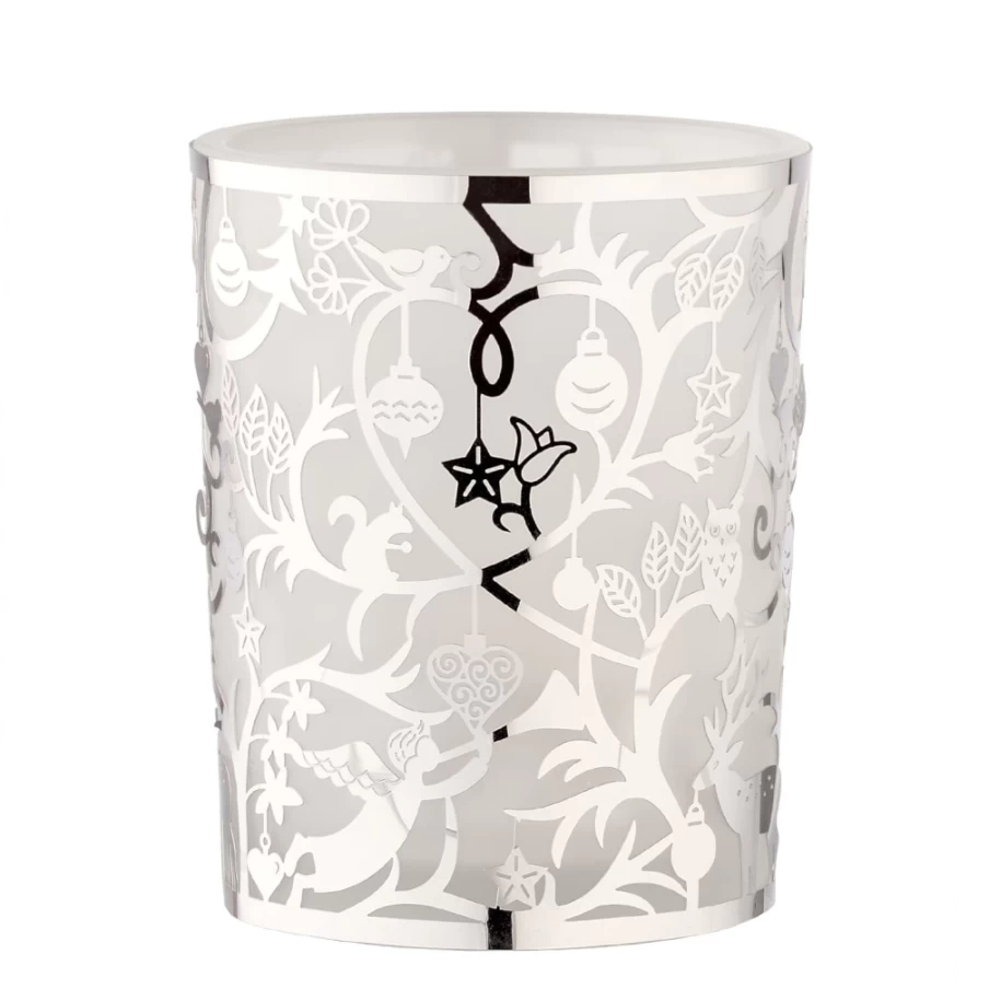 Käthe Wohlfahrt Silver Tealight Glass "Christmas In The Forest" Holiday Candle Holder