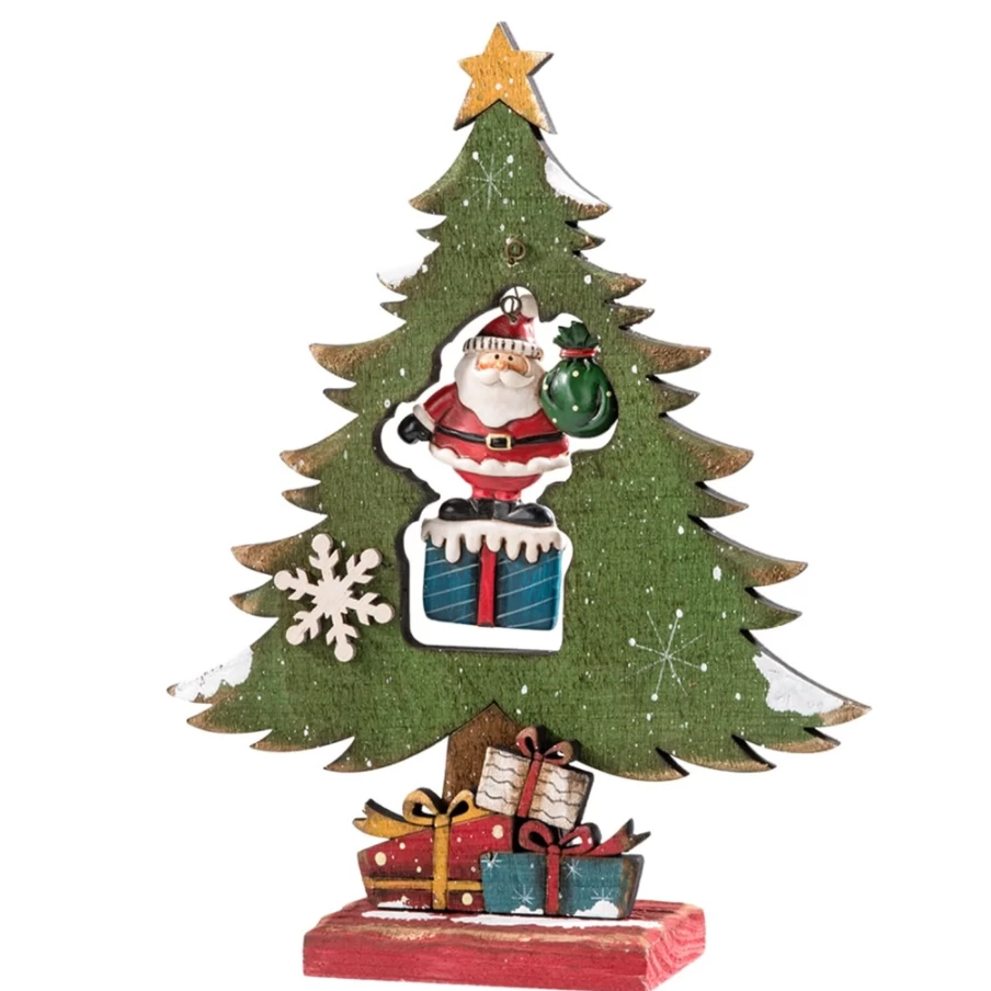 "Käthe Wohlfahrt Handcrafted Wooden Christmas Tree with Santa Claus Ornament"