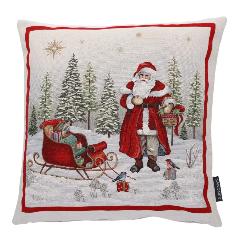 Sandner Christmas Santa Claus Decorative Pillow Cover - Festive Holiday Cushion Case for Home Decor