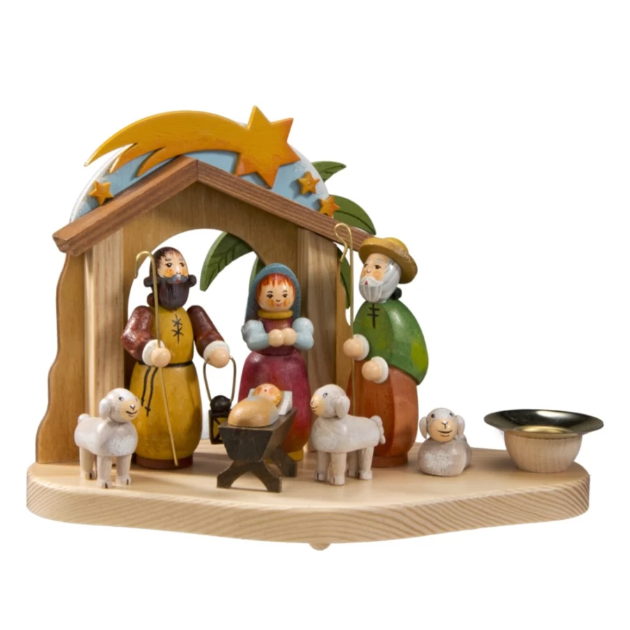 Käthes Original "Manger" Christmas Candle Holder - Handcrafted Nativity Scene Decor