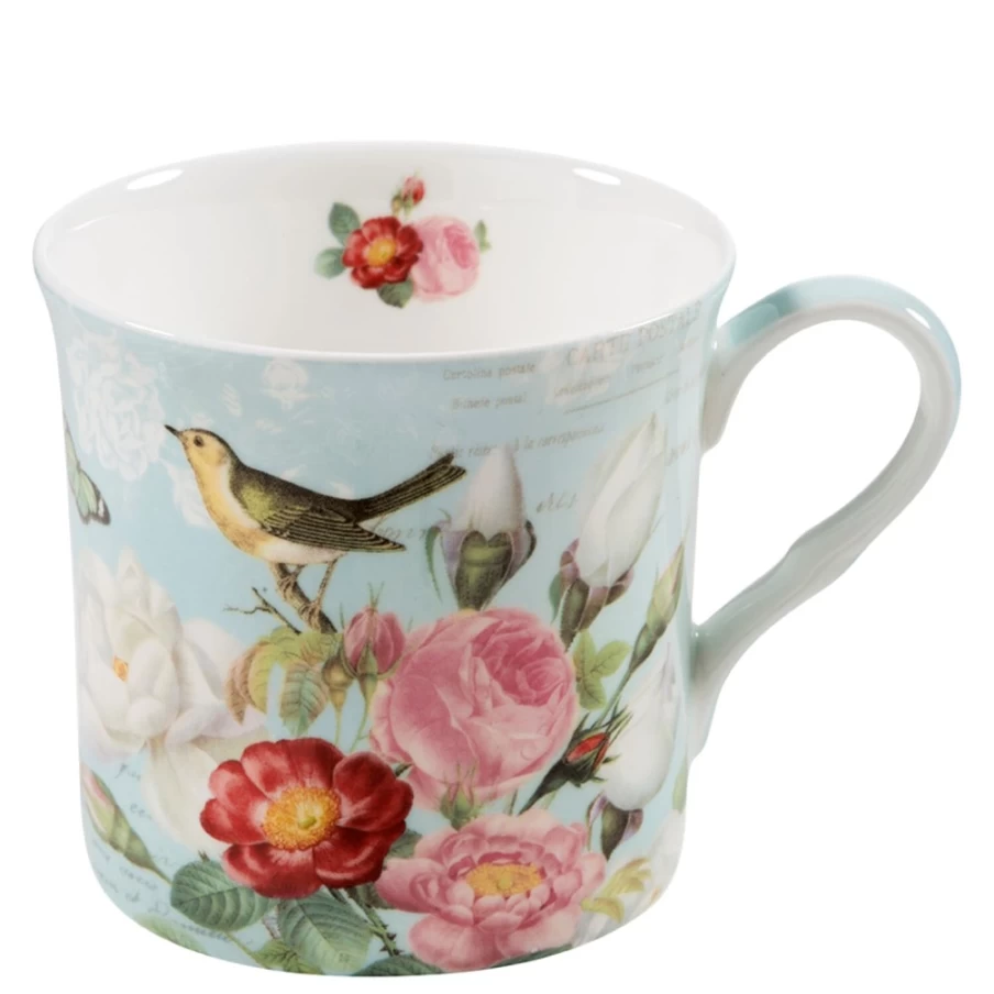 "Käthe Wohlfahrt Handcrafted Cup with Roses and Bird Design – Decorative Ceramic Gift"