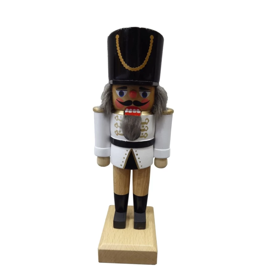 HODREWA White Nutcracker "Hussar" Soldier Figurine - 7.1 Inch Christmas Decoration