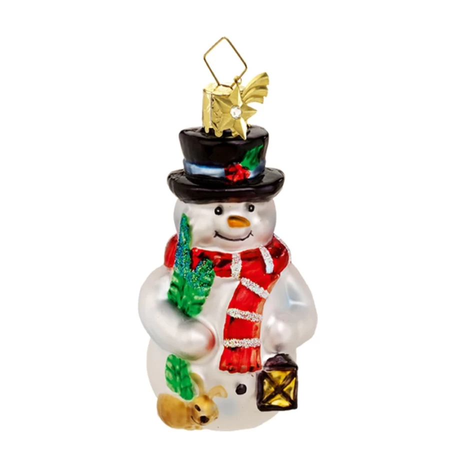 "Poesie in Glas Snowman Lantern - Decorative Winter Holiday LED Candle Holder"