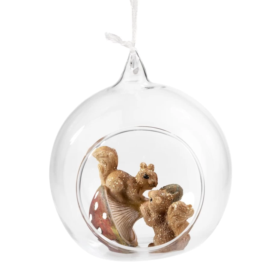"Käthe Wohlfahrt Glass Bauble - Handcrafted Squirrel and Mushroom Christmas Ornament"