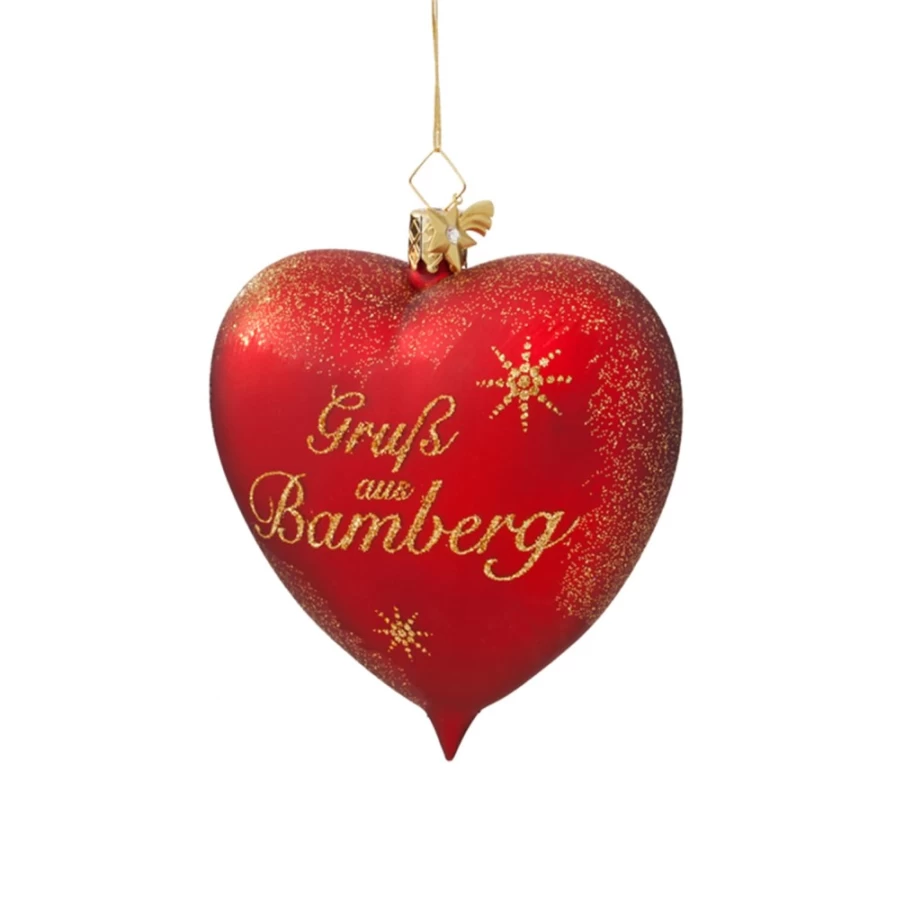 "Poesie in Glas Heart Glass Ornament – Grus Aus Bamberg Handmade Decorative Piece"