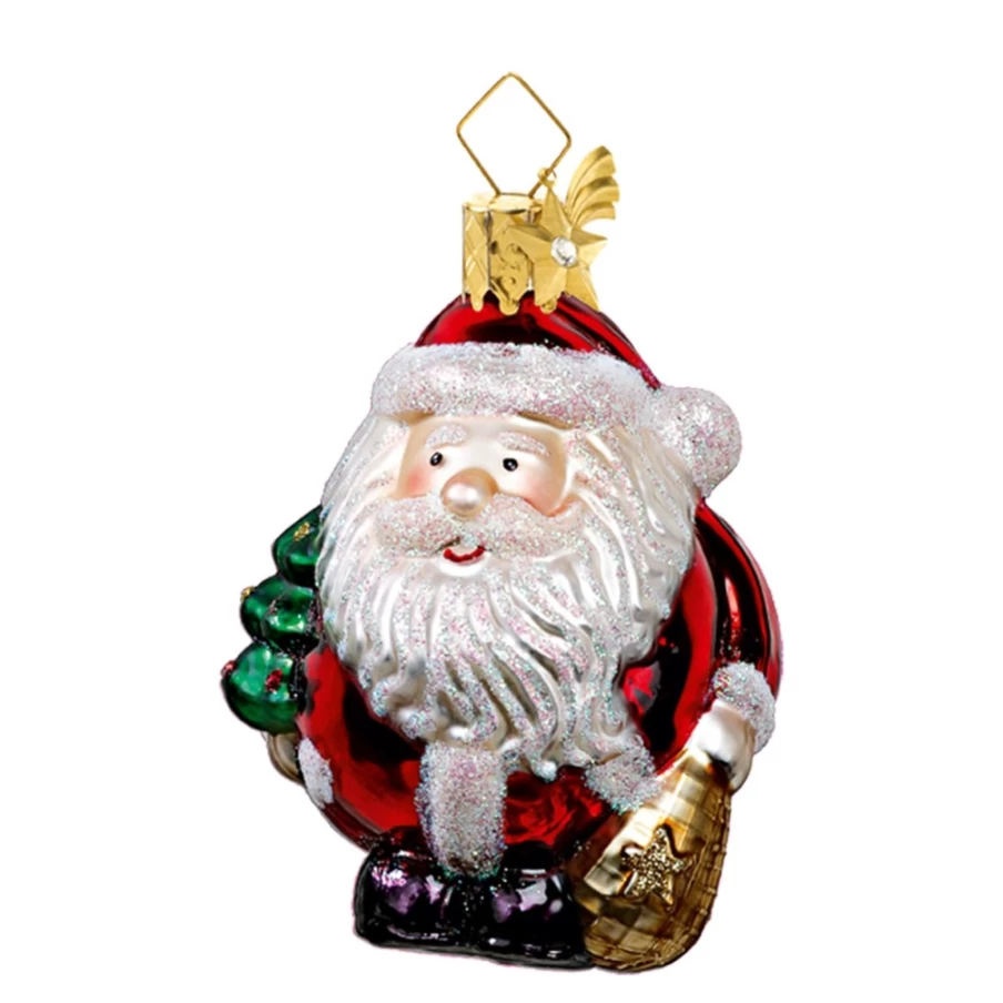 "Poesie in Glas Round Santa Christmas Ornament – Handmade Glass Decor"