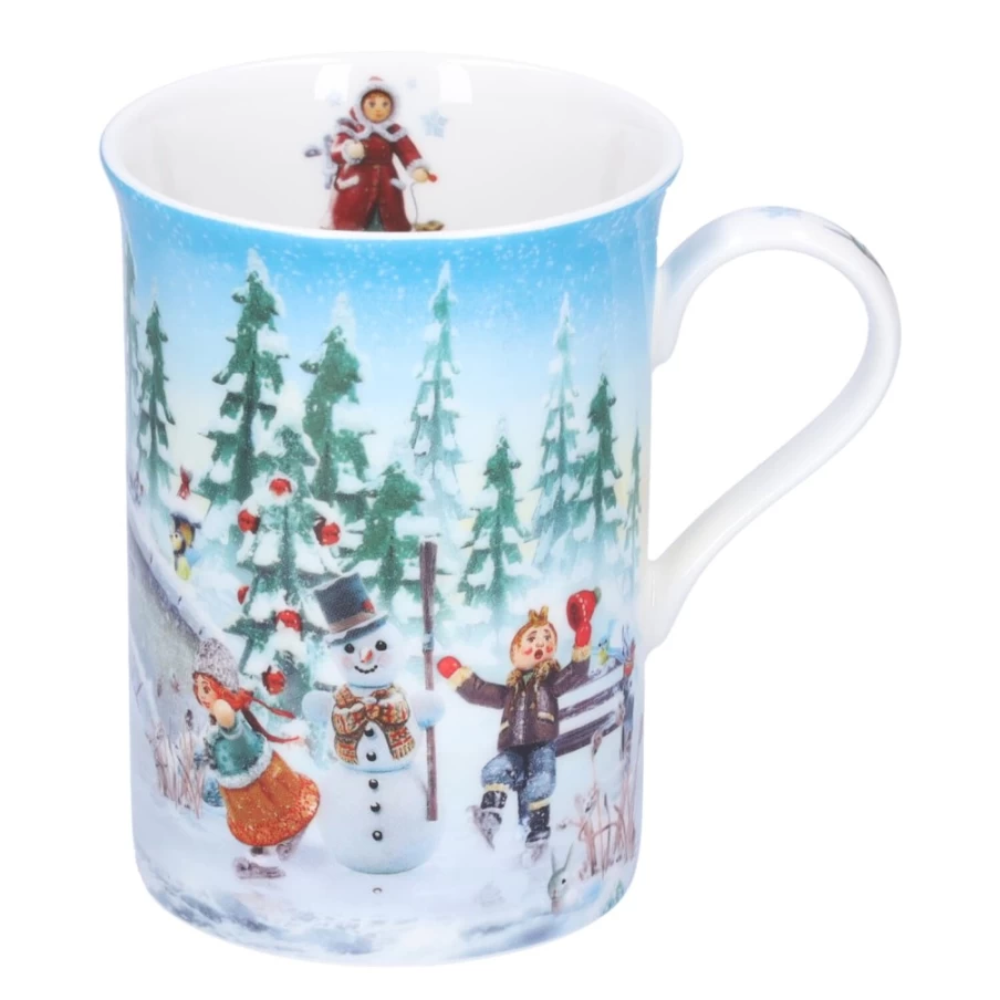 Käthe Wohlfahrt Hand-Painted Porcelain Ice Skating Mug - Collectible Christmas Themed Coffee Cup