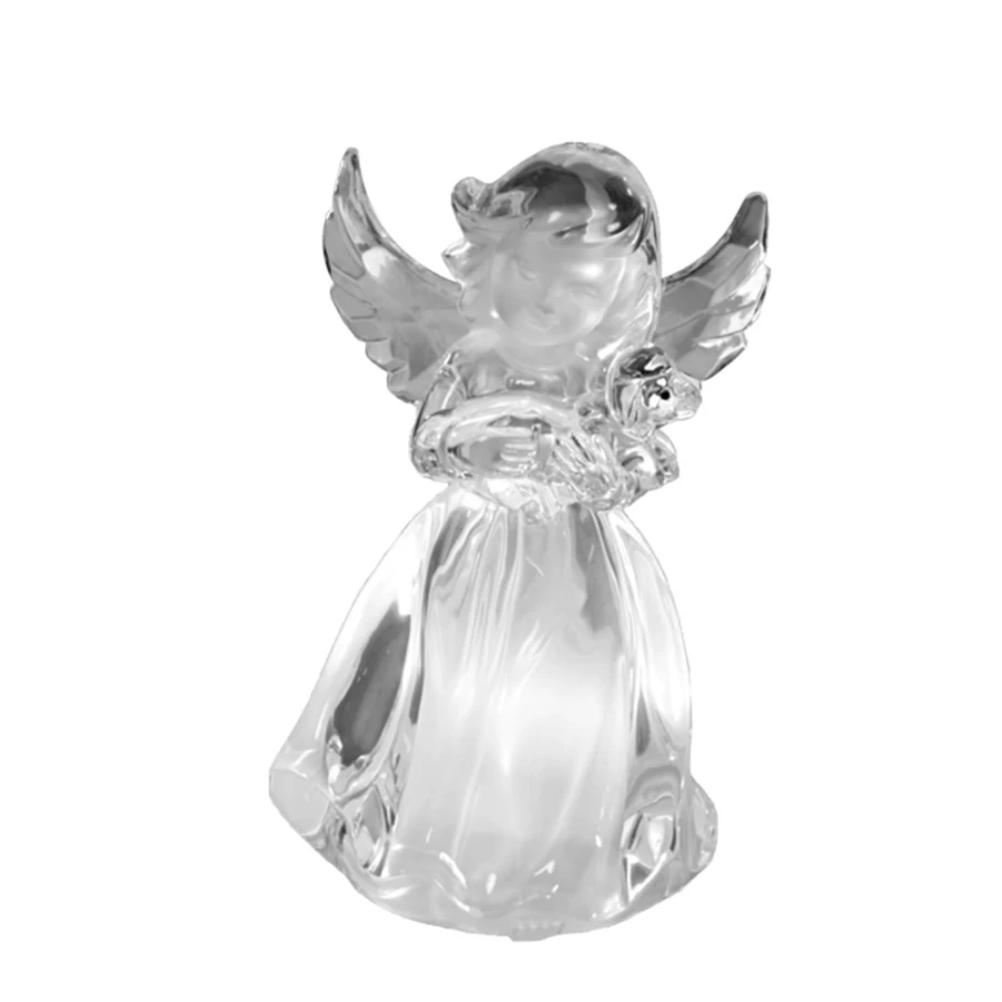 "Käthe Wohlfahrt Handcrafted Acrylic Angel Figurine Holding Sheep – Christmas Decoration Collectible"