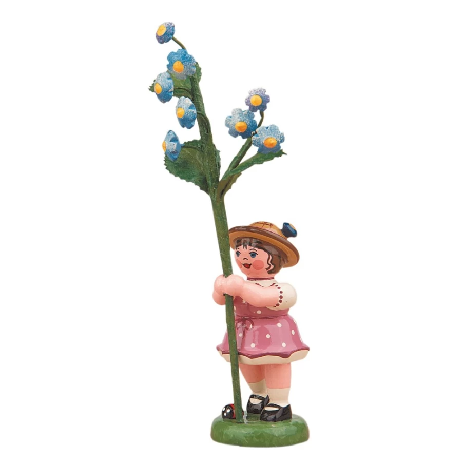 "Hubrig Volkskunst Forget-Me-Not Flower Children Decorative Collectible"