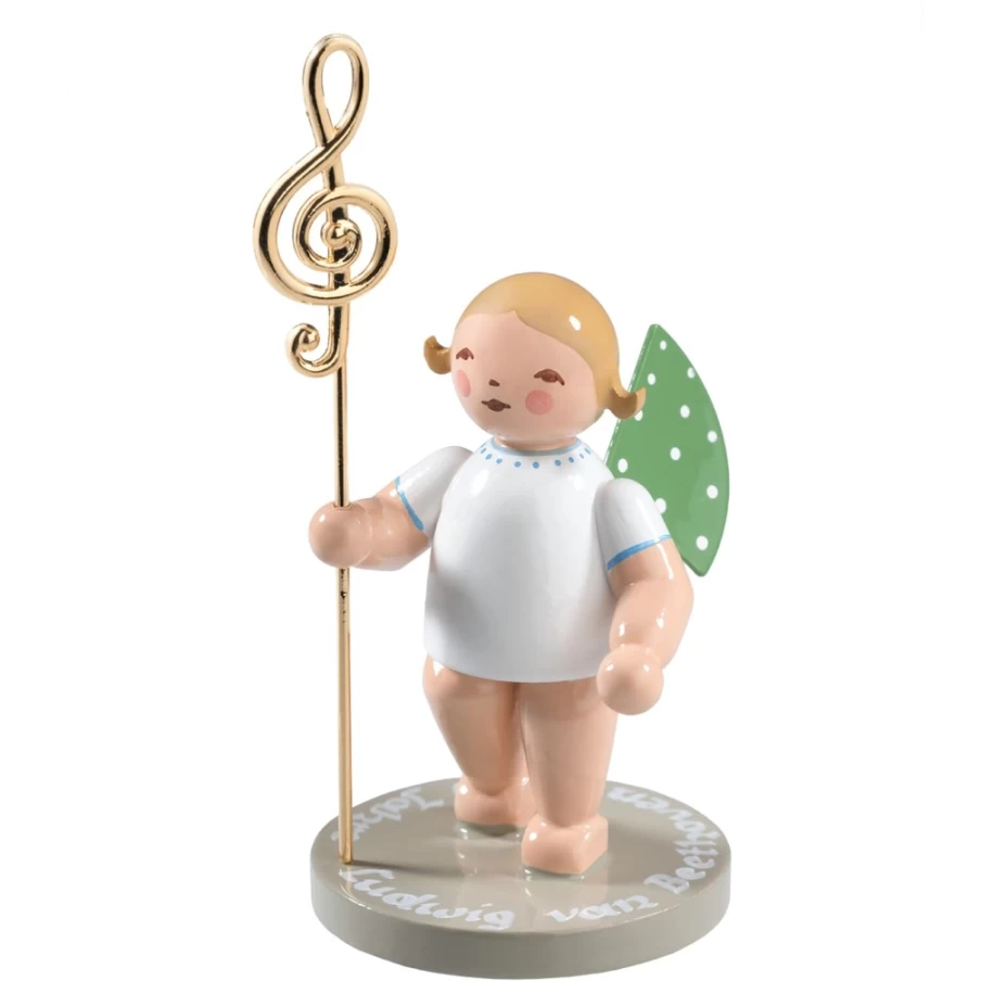 WENDT & KÜHN Angel Figurine with Golden Clef "Beethoven" Blond Collectible German Porcelain Ornament
