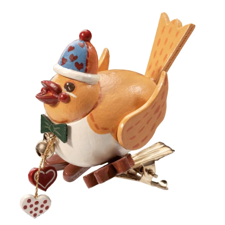 Käthes Original Yellow Bird Clip-On Charm - Handcrafted Decorative Accessory for Bags and Hats