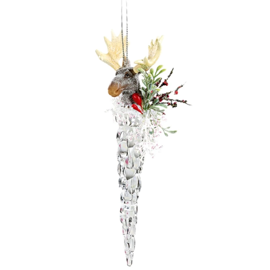 "Käthe Wohlfahrt Icicle Ornament with Moose - Handcrafted Christmas Decoration"