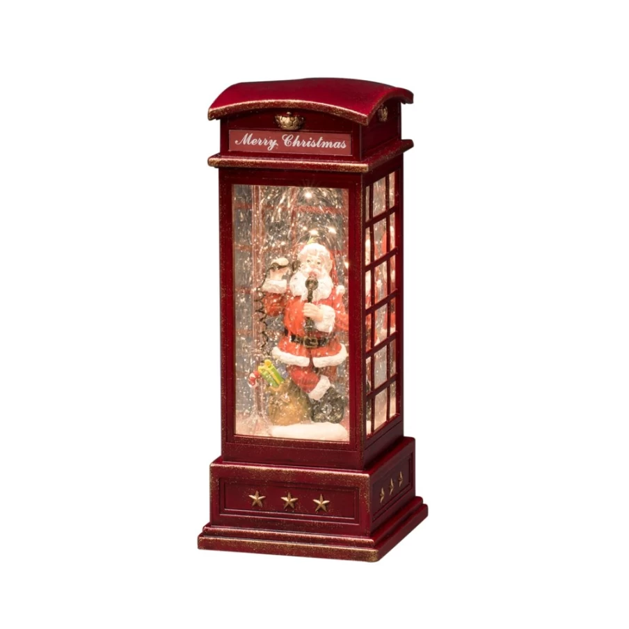 "KONSTSMIDE Christmas Santa Claus Telephone Booth Decorative Lighted Yard Ornament"