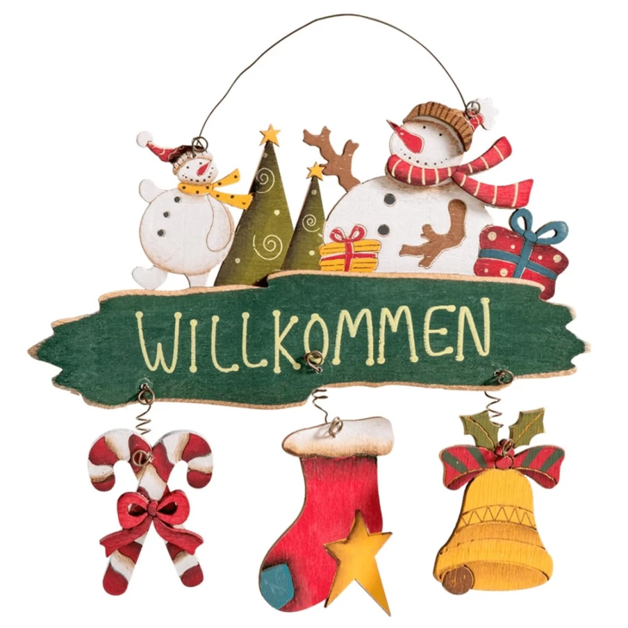 Käthe Wohlfahrt Snowman Welcome Door Sign - Festive Holiday Decor