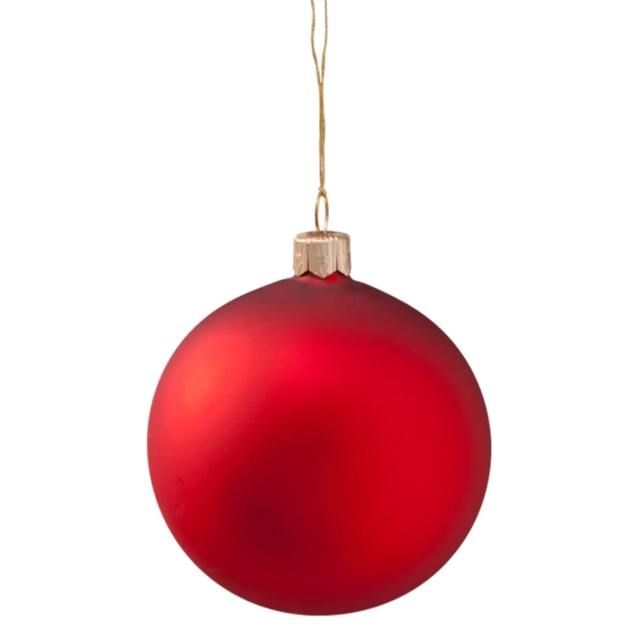 Käthe Wohlfahrt Matte Red Glass Bauble Christmas Ornament 8cm Handmade Holiday Decoration