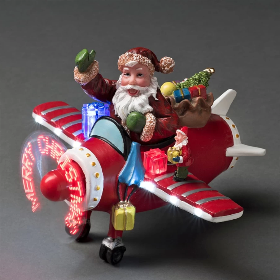 "KONSTSMIDE Santa Claus Airplane Christmas Decoration - Festive Holiday Ornament"