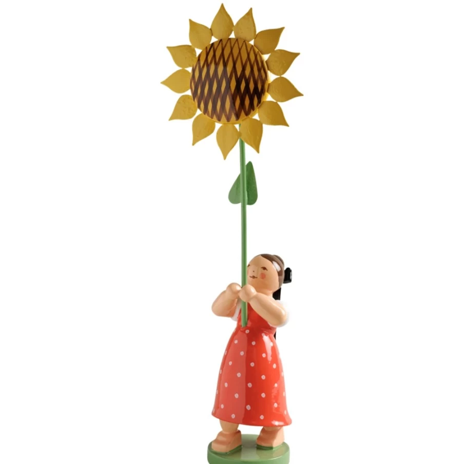 "WENDT & KÜHN Girl With Sunflower Collectible Figurine – Hand-Painted German Decorative Art"