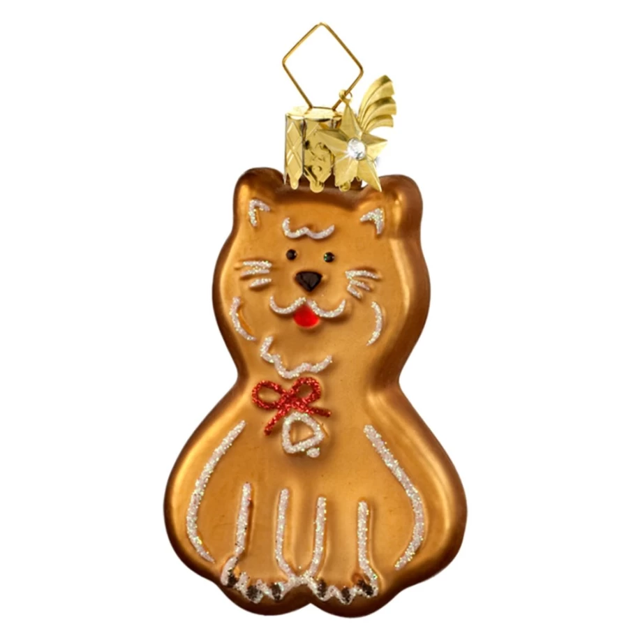 "Poesie in Glas Gingerbread Cat Figurine - Handcrafted Collectible Holiday Decoration"