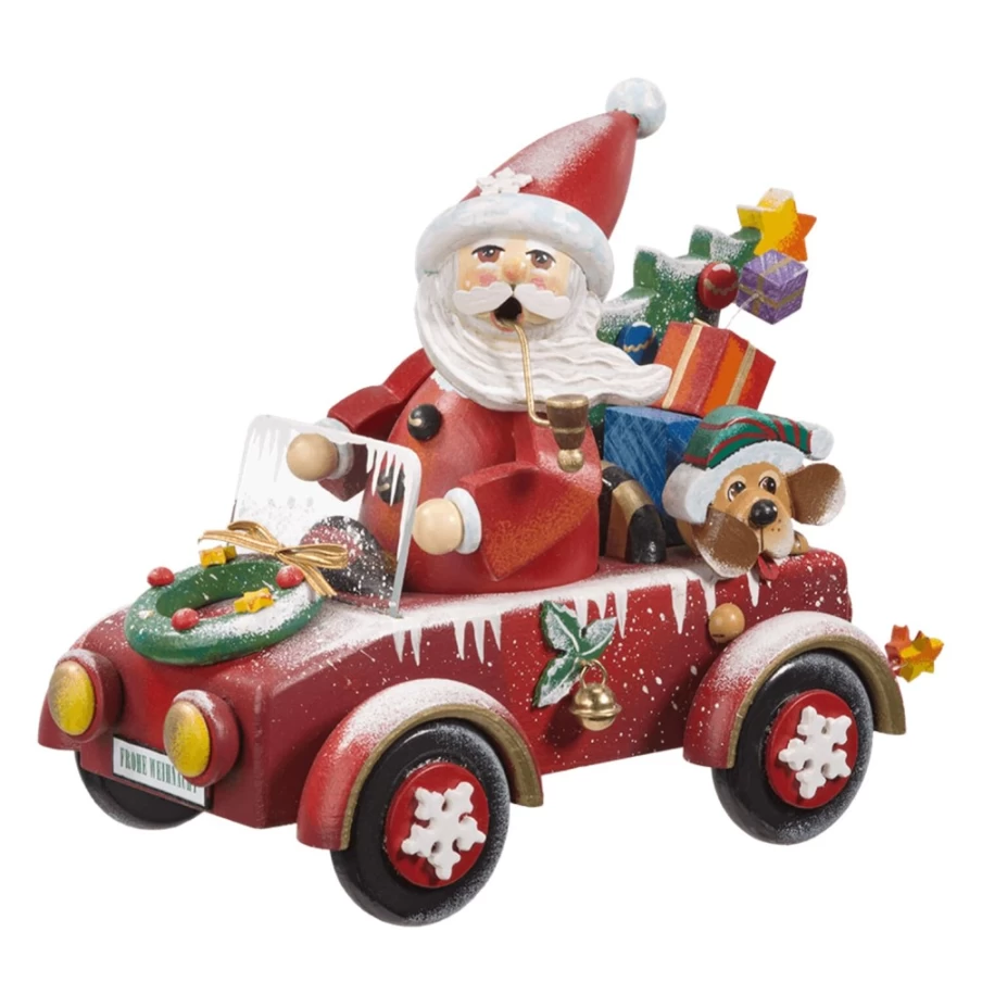 Käthes Original Holzknoddl "Full Speed For Santa" Christmas Incense Smoker German Handmade Wooden Decor