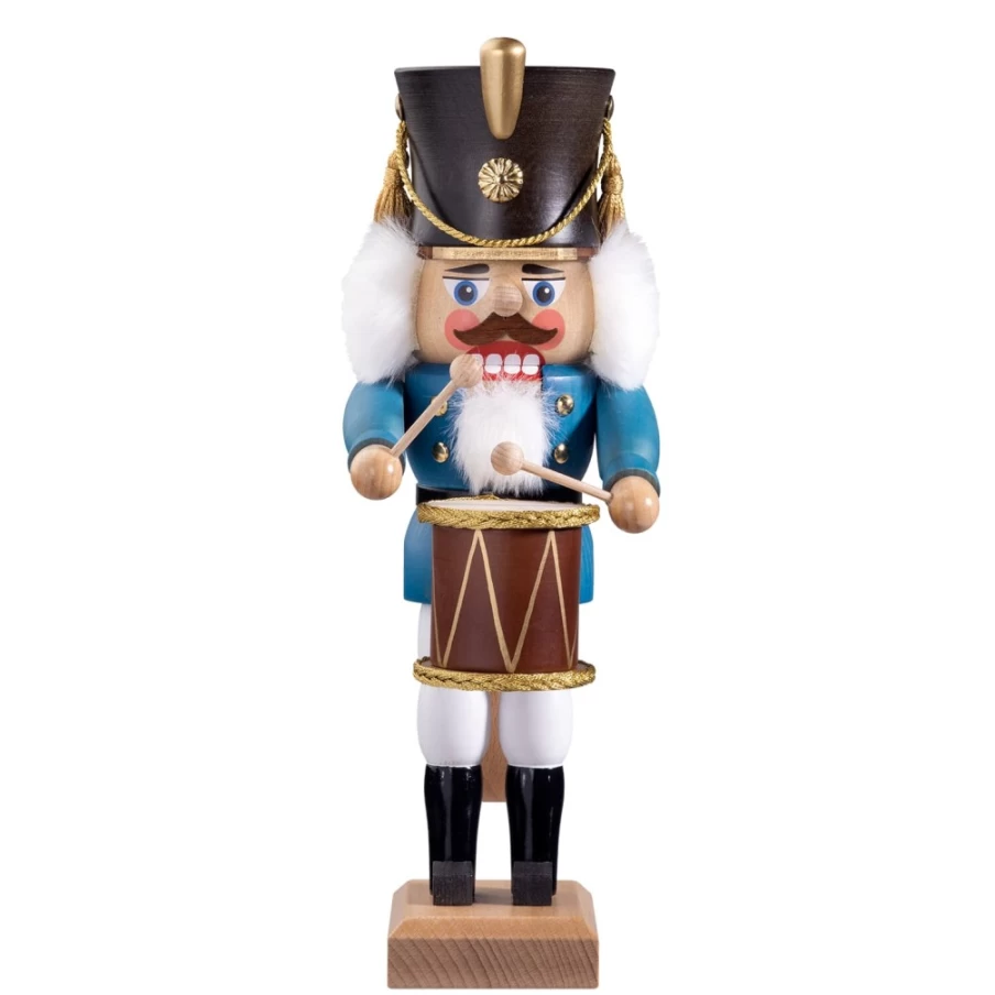 HODREWA Blue Drummer Nutcracker Soldier Figurine - 11.8 Inch Christmas Decoration