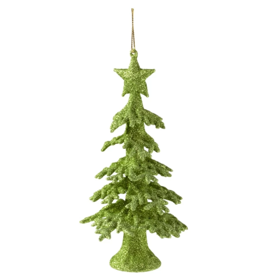 "Käthe Wohlfahrt Light Green Glitter Christmas Tree Ornament - Handmade Holiday Decoration"