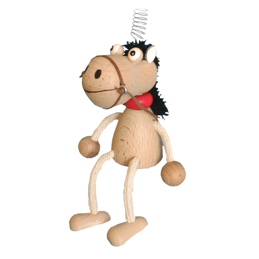 Käthe Wohlfahrt Handmade Swinging Horse Figure - Decorative Wooden Christmas Ornament