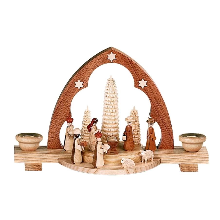 Müller Kleinkunst Pointed Schwibbogen Christmas Light "Christ Child's Birth" Nativity Scene Decoration