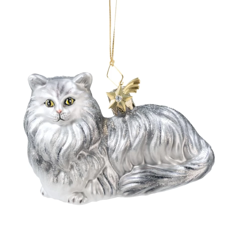 "Poesie in Glas Persian Cat Figurine - Elegant Handcrafted Collectible"