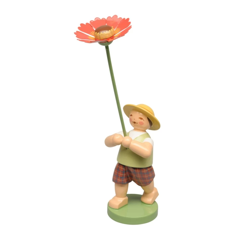 "WENDT & KÜHN Collectible Boy With Sunflower Figurine – Handcrafted German Porcelain Decor"
