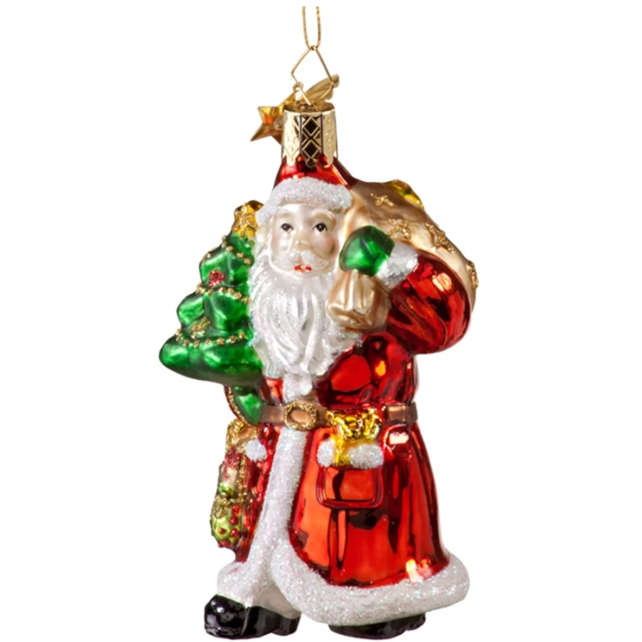 "Poesie in Glas Santa Claus with Christmas Tree Decoration – Festive Holiday Ornament"