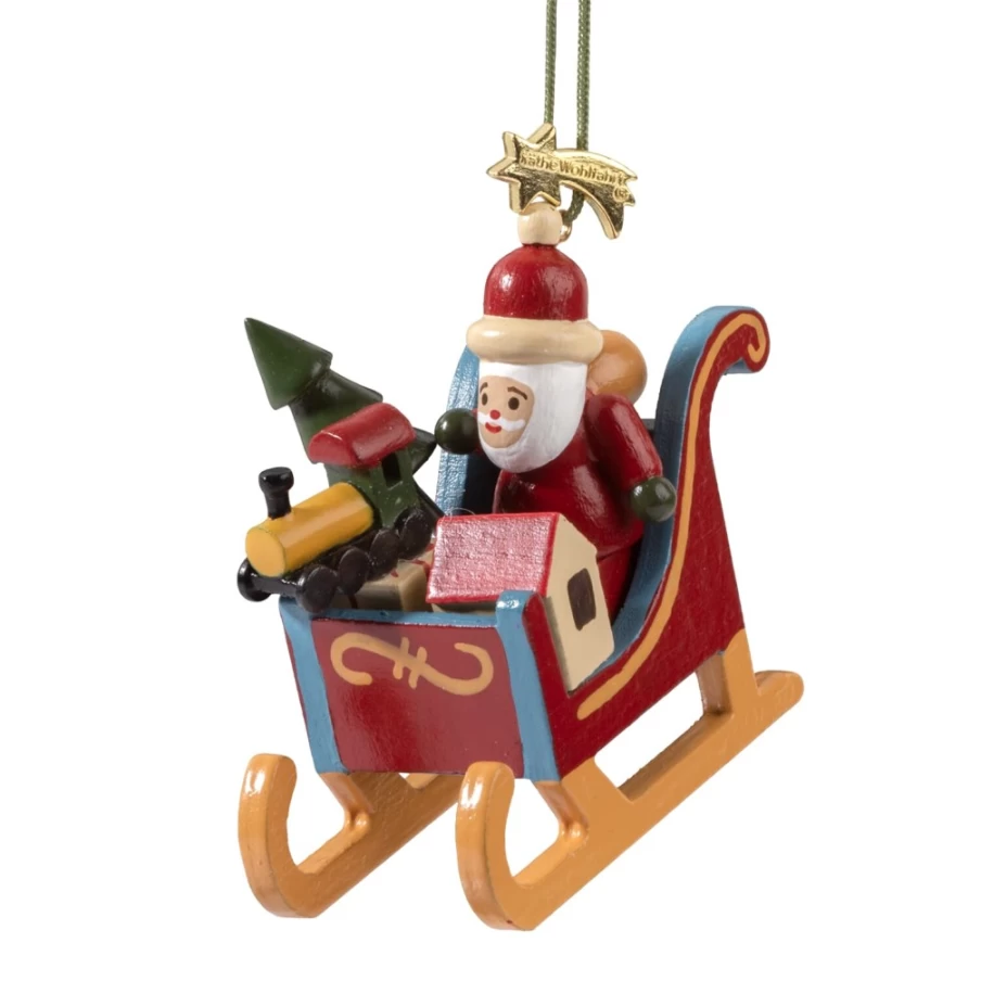 "Käthes Original Santa in Sleigh Christmas Decoration - Handcrafted Holiday Figurine"