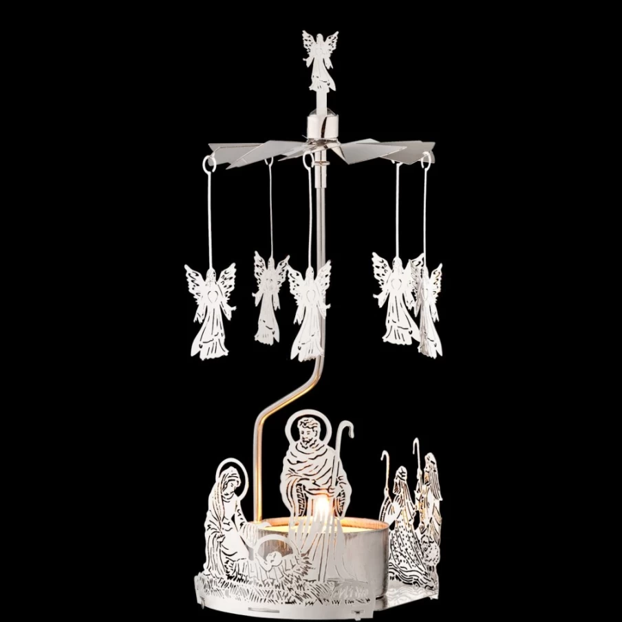 Käthe Wohlfahrt Silver Tealight Mobile Holy Family Christmas Ornament