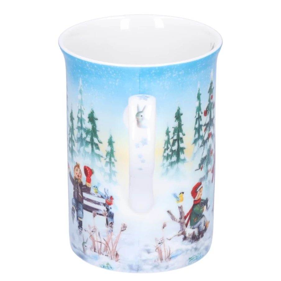 Käthe Wohlfahrt Hand-Painted Porcelain Ice Skating Mug - Collectible Christmas Themed Coffee Cup