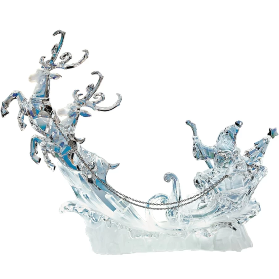 Käthe Wohlfahrt 24cm Acrylic Illuminated Reindeer Sleigh Christmas Decoration