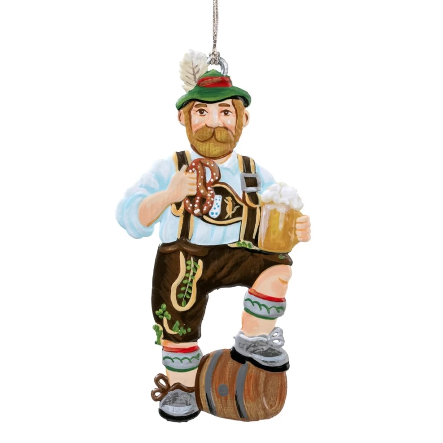 "Käthes Original Bavarian Man Figurine With Beer And Pretzel – Traditional German Decor"