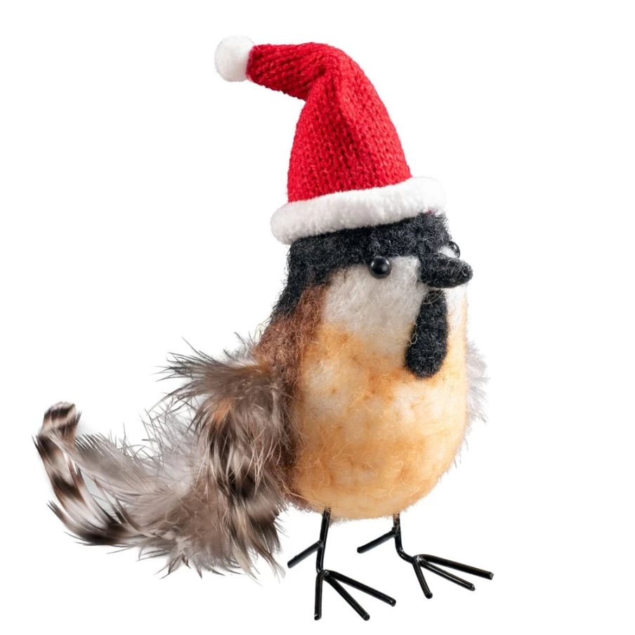 "Käthe Wohlfahrt Felt Christmas Bird Ornament with Festive Holiday Cap"