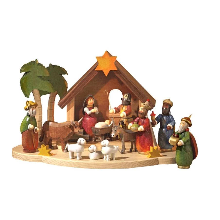 Käthes Original Nativity Scene "Holy Night" - Handcrafted Christmas Manger Set for Holiday Decor