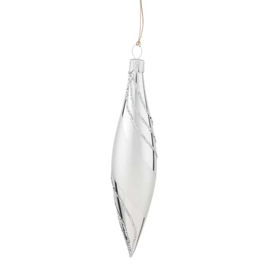 "Käthe Wohlfahrt Glitter Decorated Silver Christmas Cone - Festive Holiday Ornament"