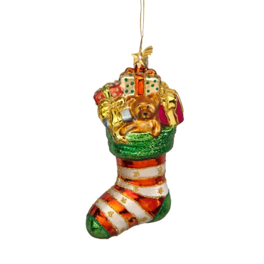 "Poesie in Glas Christmas Stocking Glass Ornament - Handcrafted Holiday Decor"