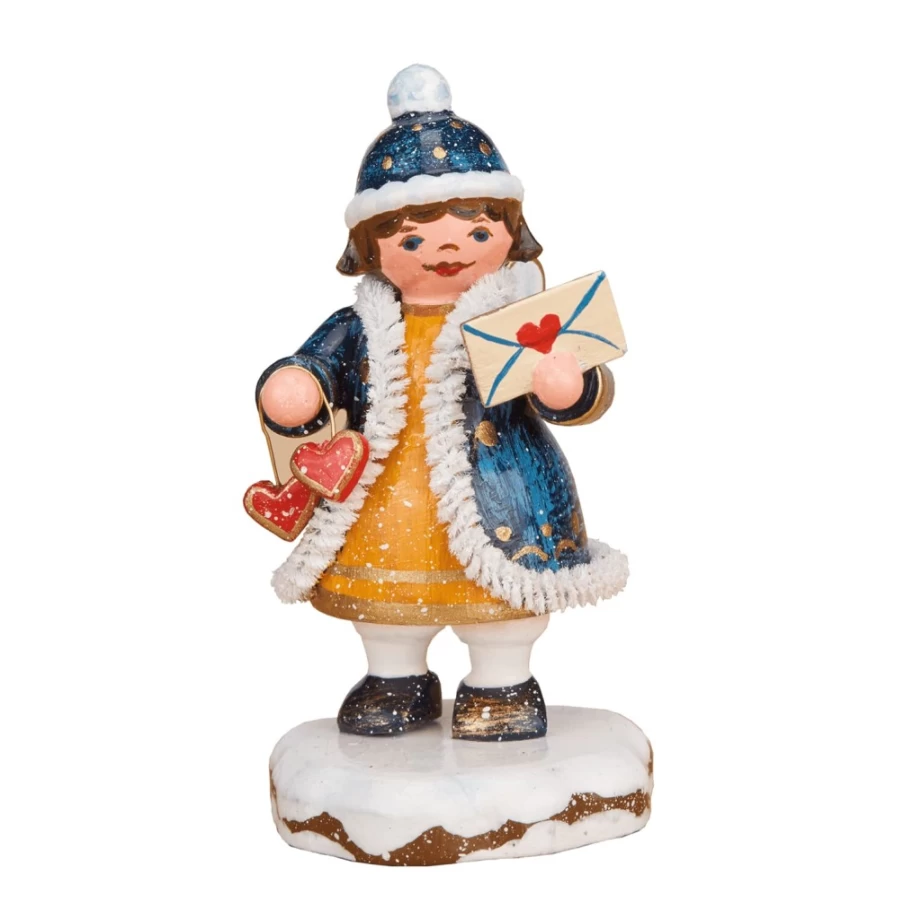 "Hubrig Volkskunst Winter Children's Heaven's Child 'My Heart's Desire' Collectible Figurine"