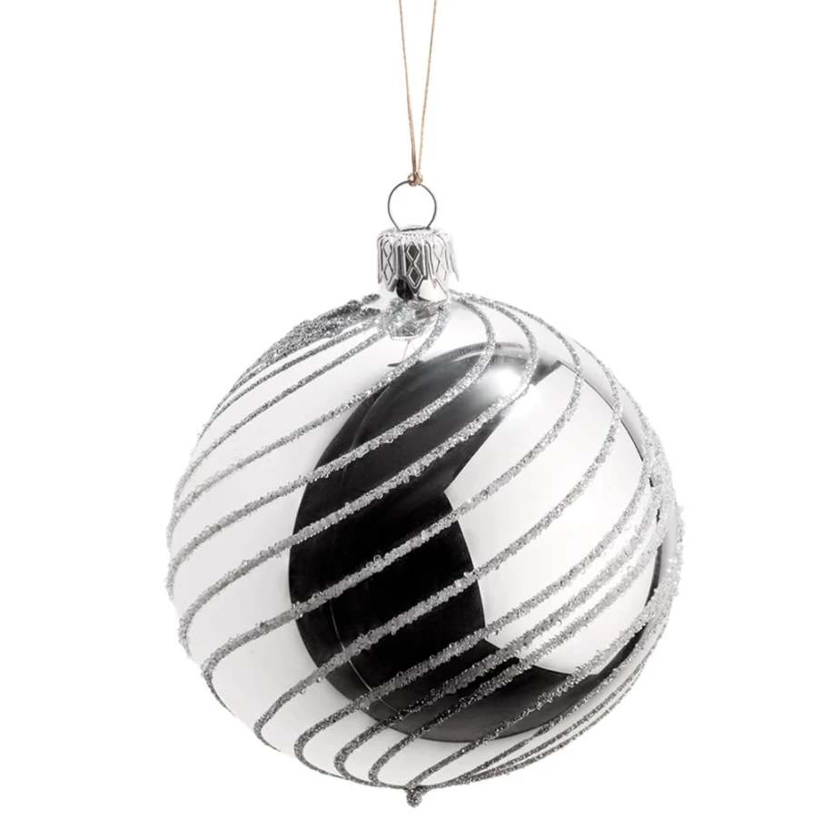 Käthe Wohlfahrt Silver Spiral Glass Bauble Ornament - 8cm Holiday Decoration