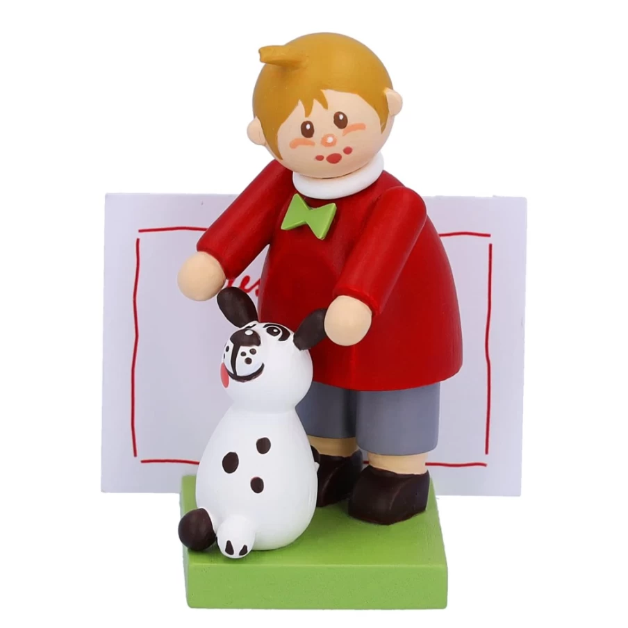 "Käthes Original Handcrafted Boy With Dog Figurine – Collectible German Porcelain Statue"