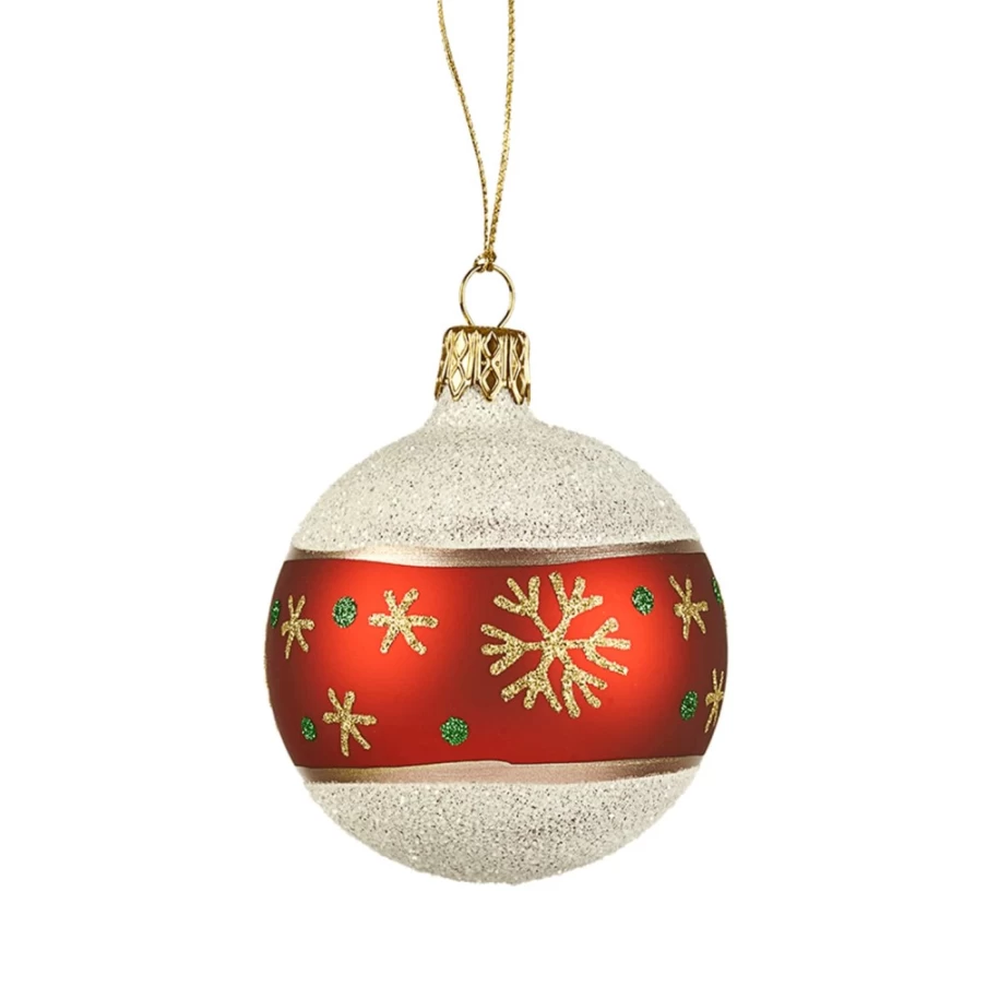 Käthe Wohlfahrt 6cm Frosted Glass Bauble with Snowflakes – Christmas Tree Ornament
